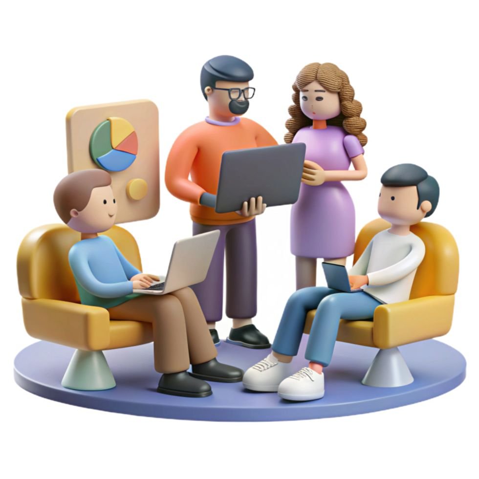 Guest Posting Agency team working together (3D illustration)