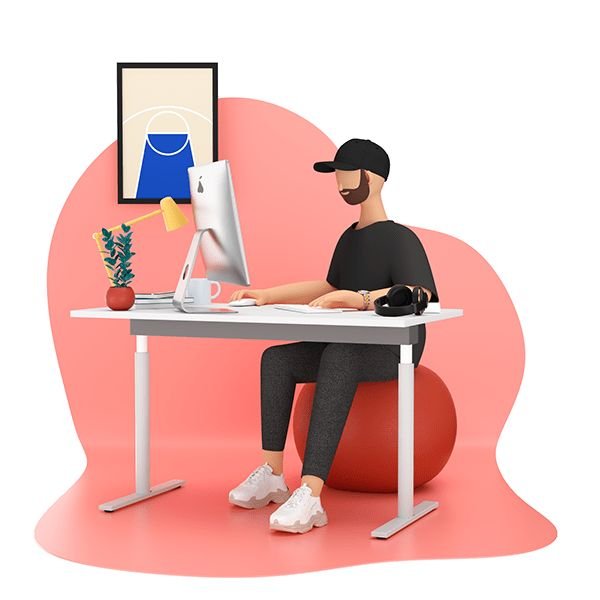 SEO team member working at a desk
